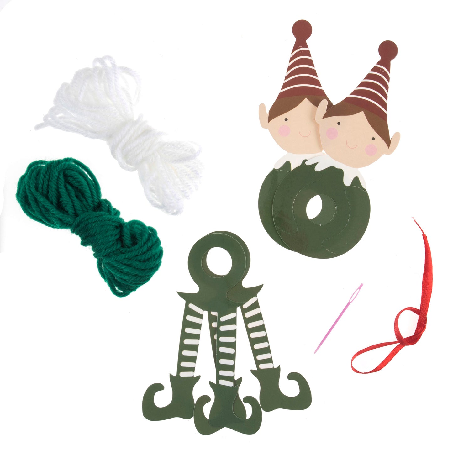 Pom Pom Decoration Kit: Christmas: Elf: Pack of 4