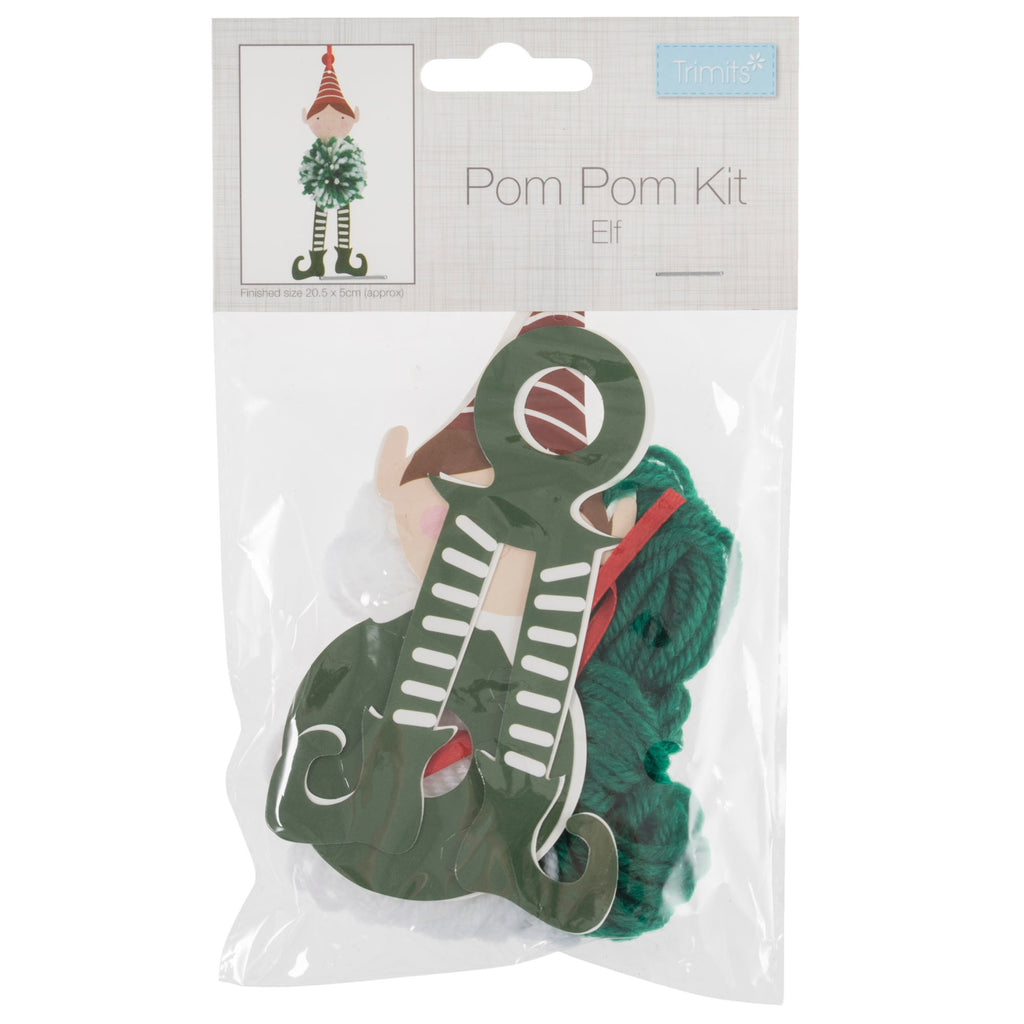 Pom Pom Decoration Kit: Christmas: Elf: Pack of 4