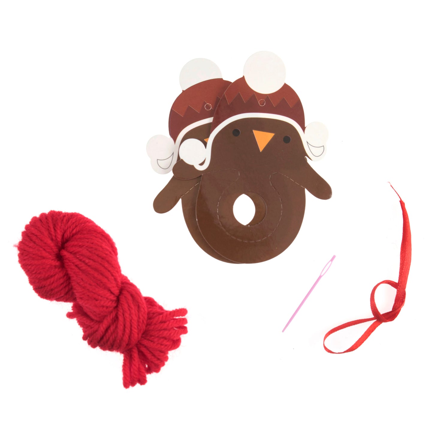 Pom Pom Decoration Kit: Christmas: Robin: Pack of 4