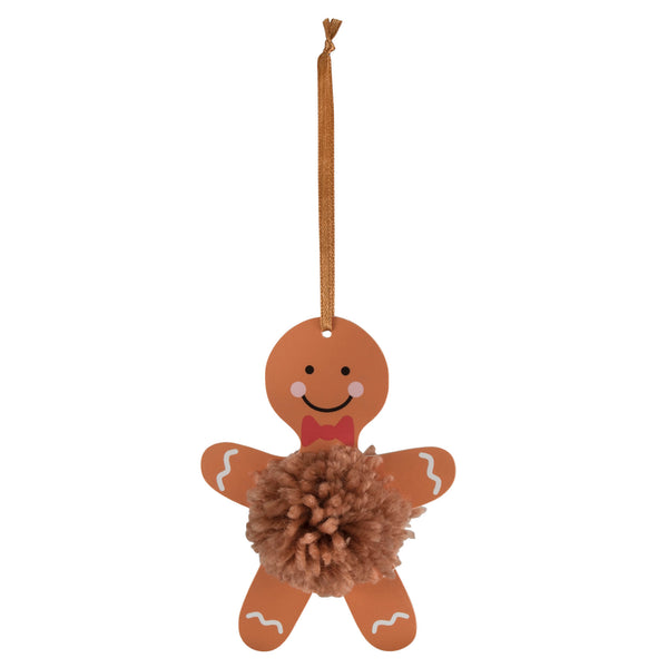 Pom Pom Decoration Kit: Christmas: Gingerbread Man: Pack of 4