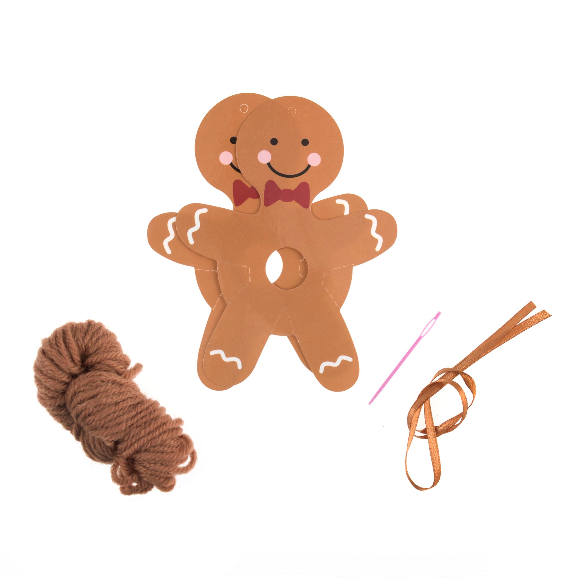 Pom Pom Decoration Kit: Christmas: Gingerbread Man: Pack of 4