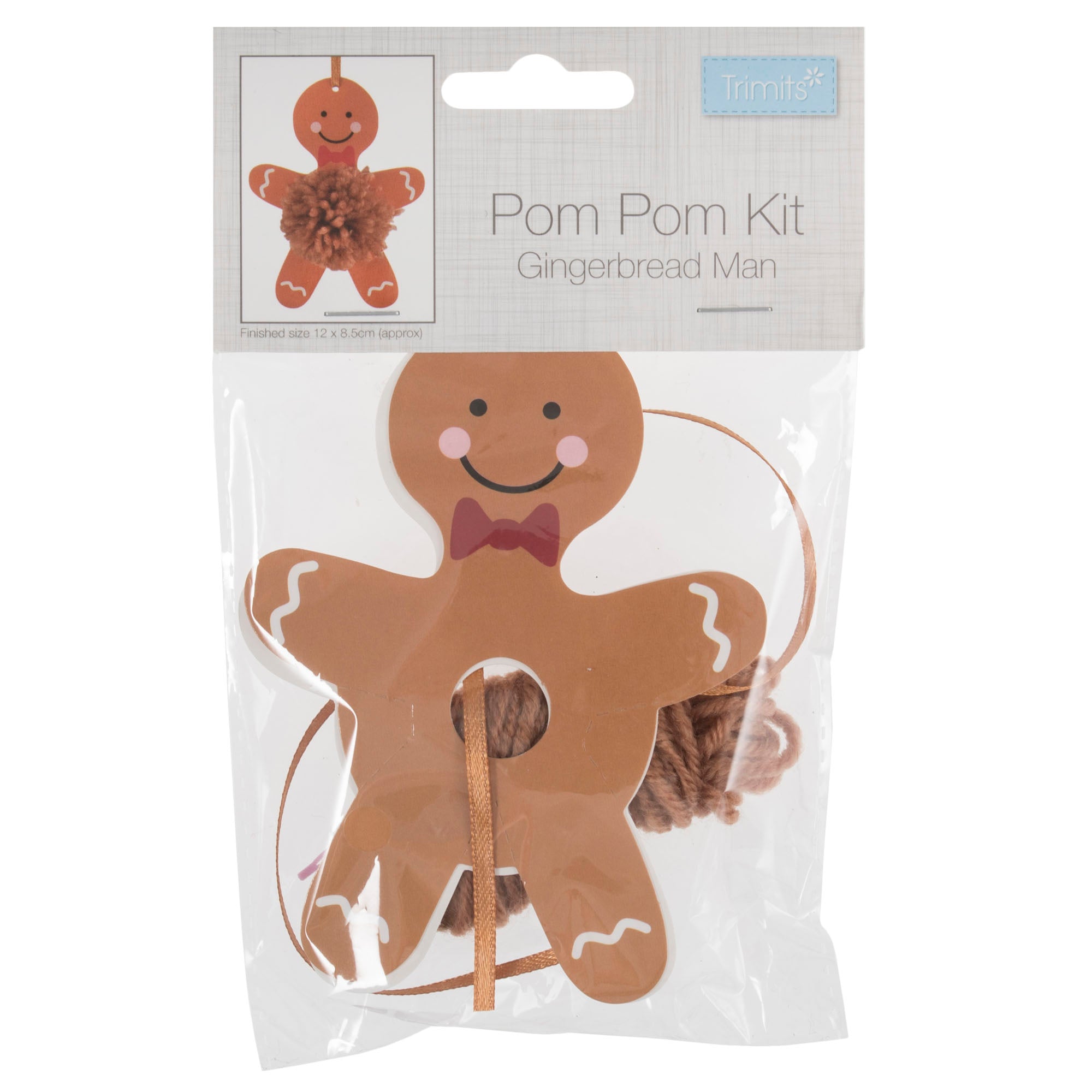 Pom Pom Decoration Kit: Christmas: Gingerbread Man: Pack of 4