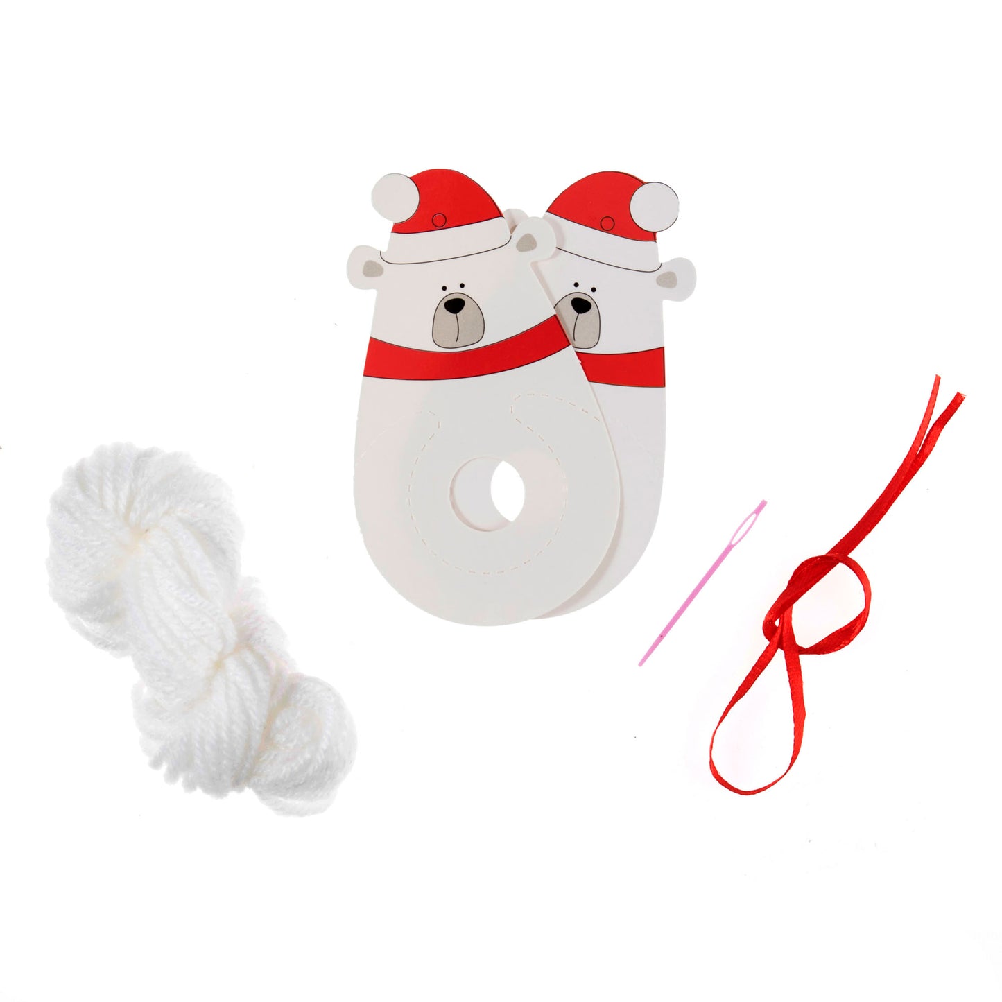 Pom Pom Decoration Kit: Christmas: Polar Bear: Pack of 1