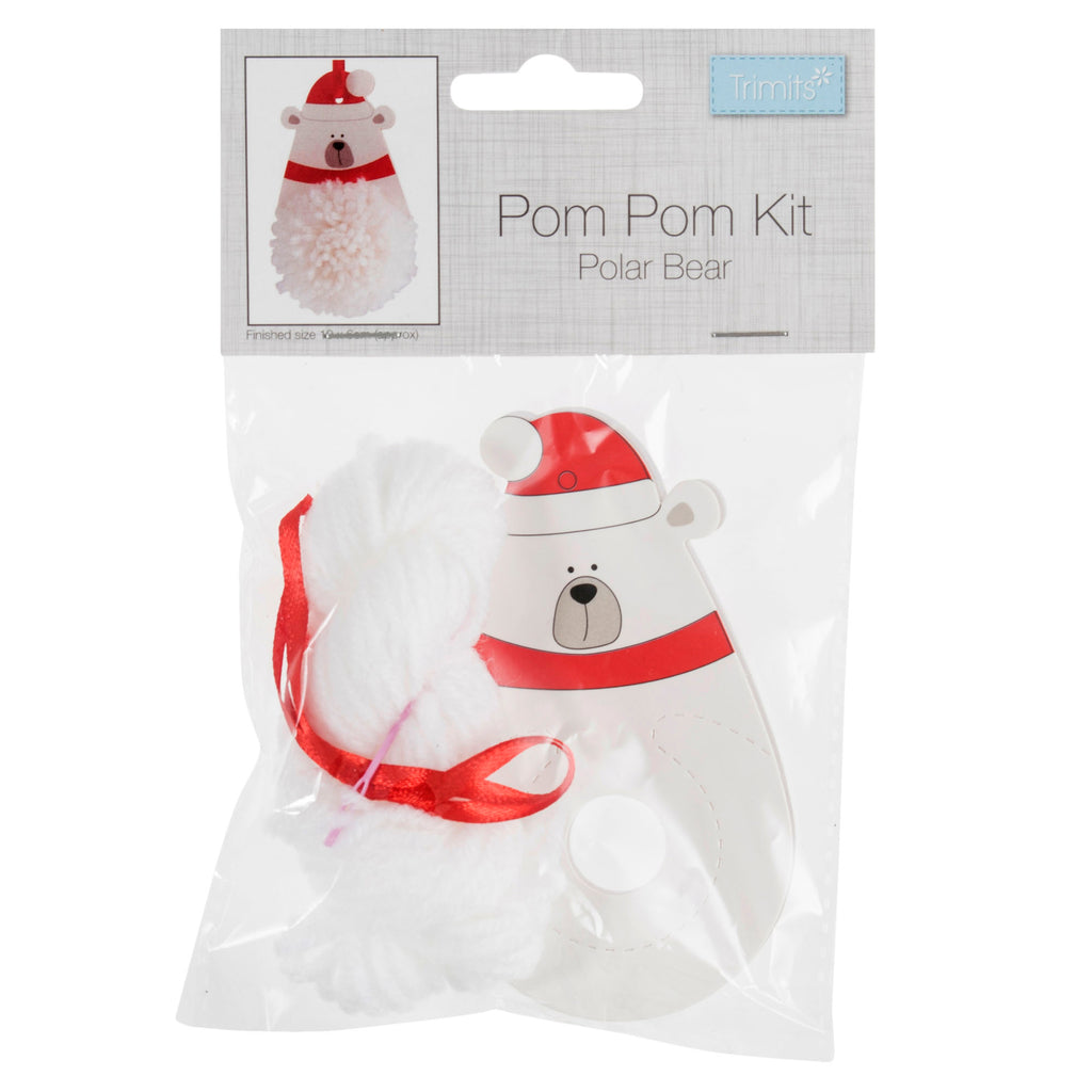 Pom Pom Decoration Kit: Christmas: Polar Bear: Pack of 1