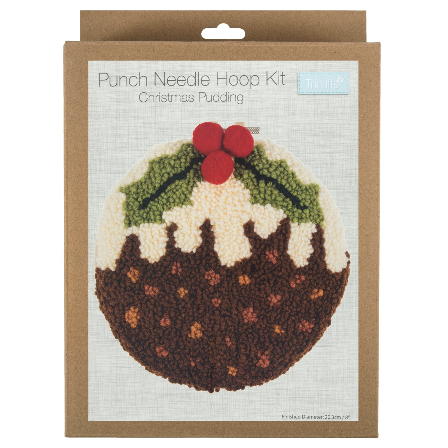Punch Needle Kit: Yarn and Hoop: Christmas Pudding