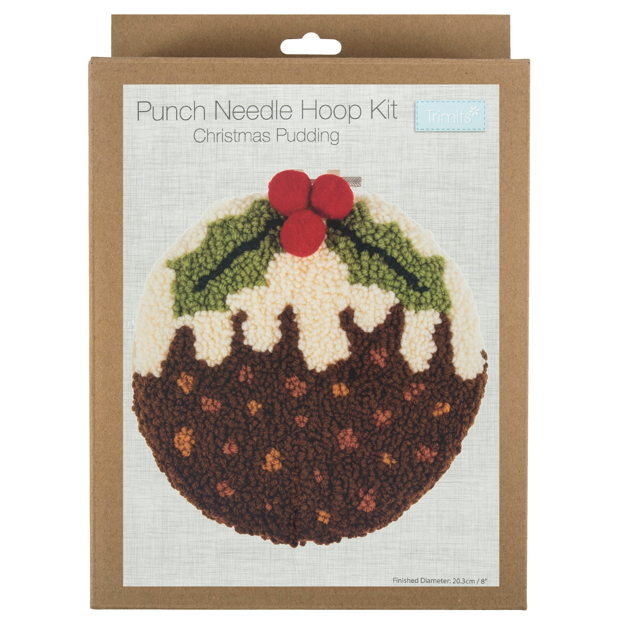 Punch Needle Kit: Yarn and Hoop: Christmas Pudding