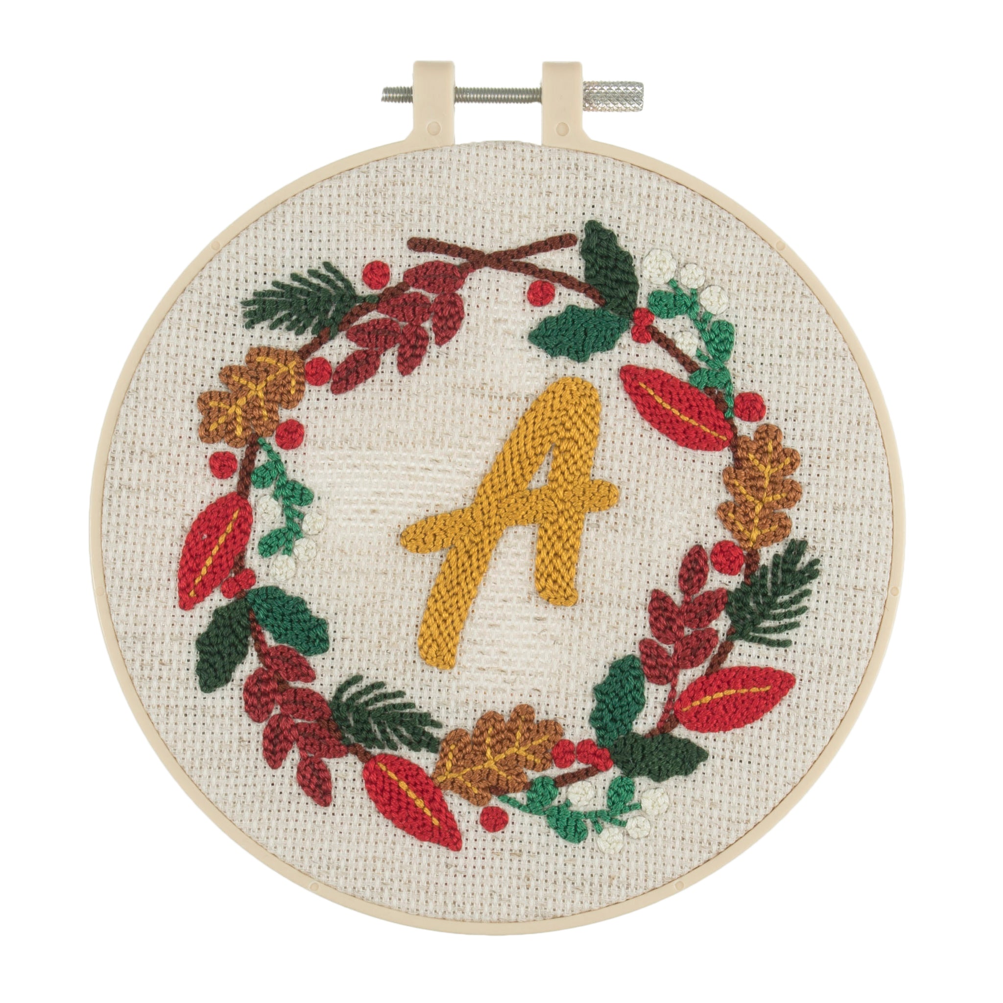 Punch Needle Kit: Floss and Hoop: Monogram Wreath