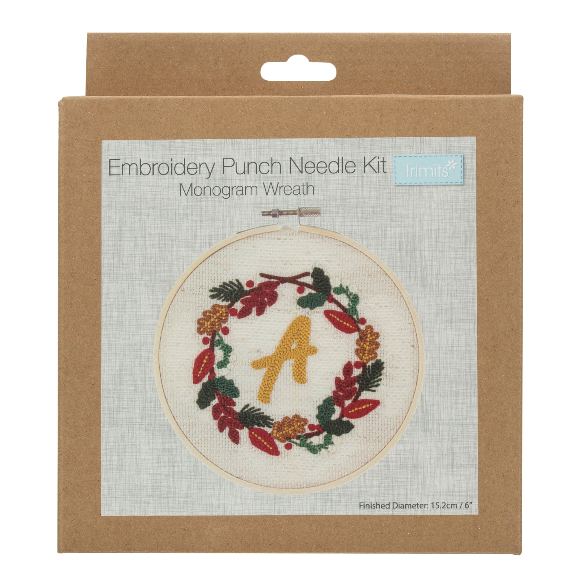 Punch Needle Kit: Floss and Hoop: Monogram Wreath