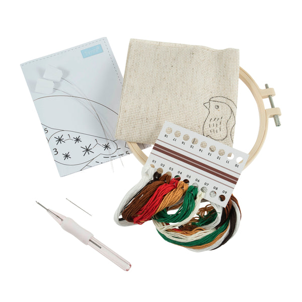 Punch Needle Kit: Floss and Hoop: Robin