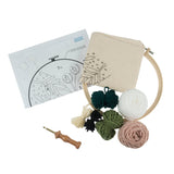 Punch Needle Kit: Yarn and Hoop: Foliage Floral