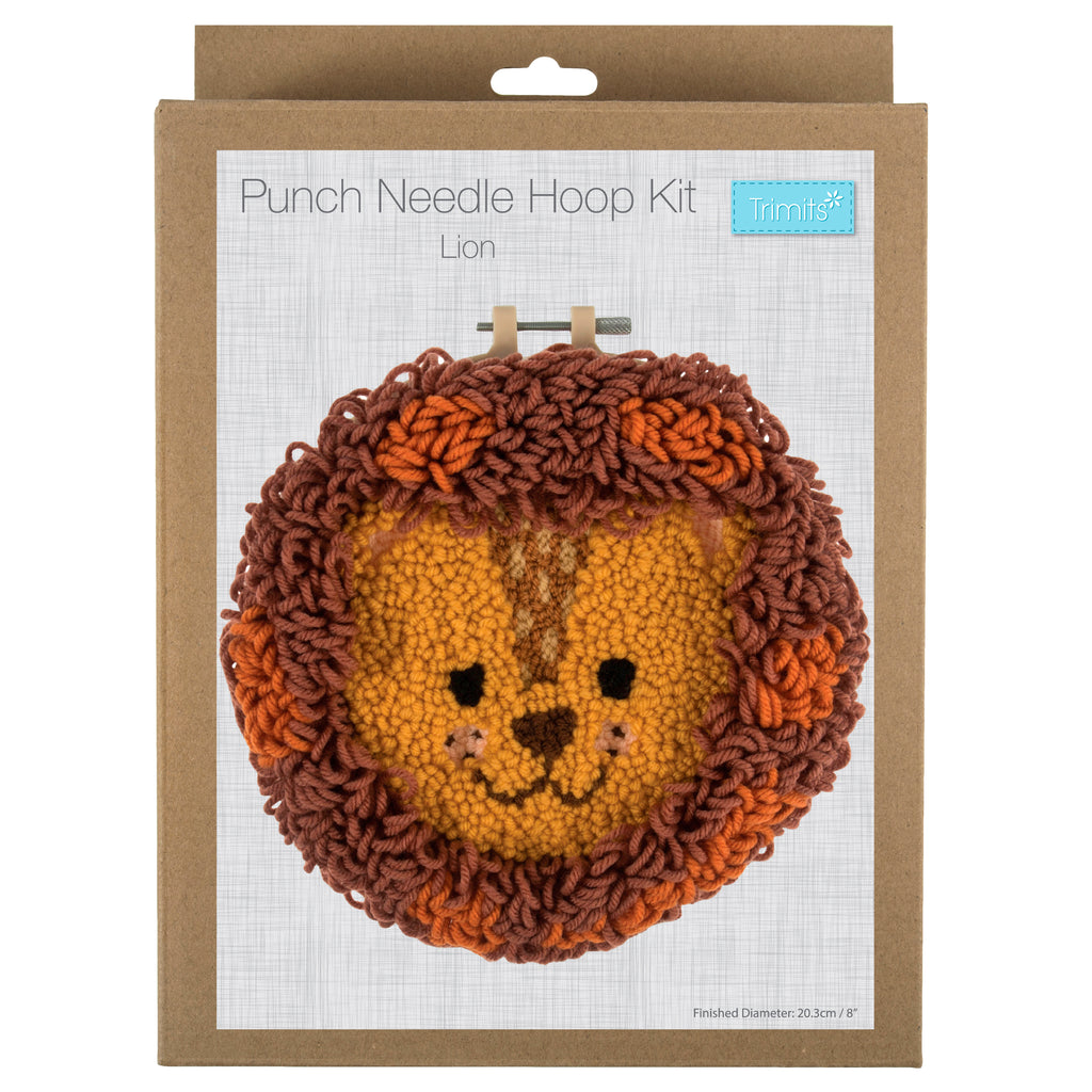 Punch Needle Kit: Yarn and Hoop: Lion
