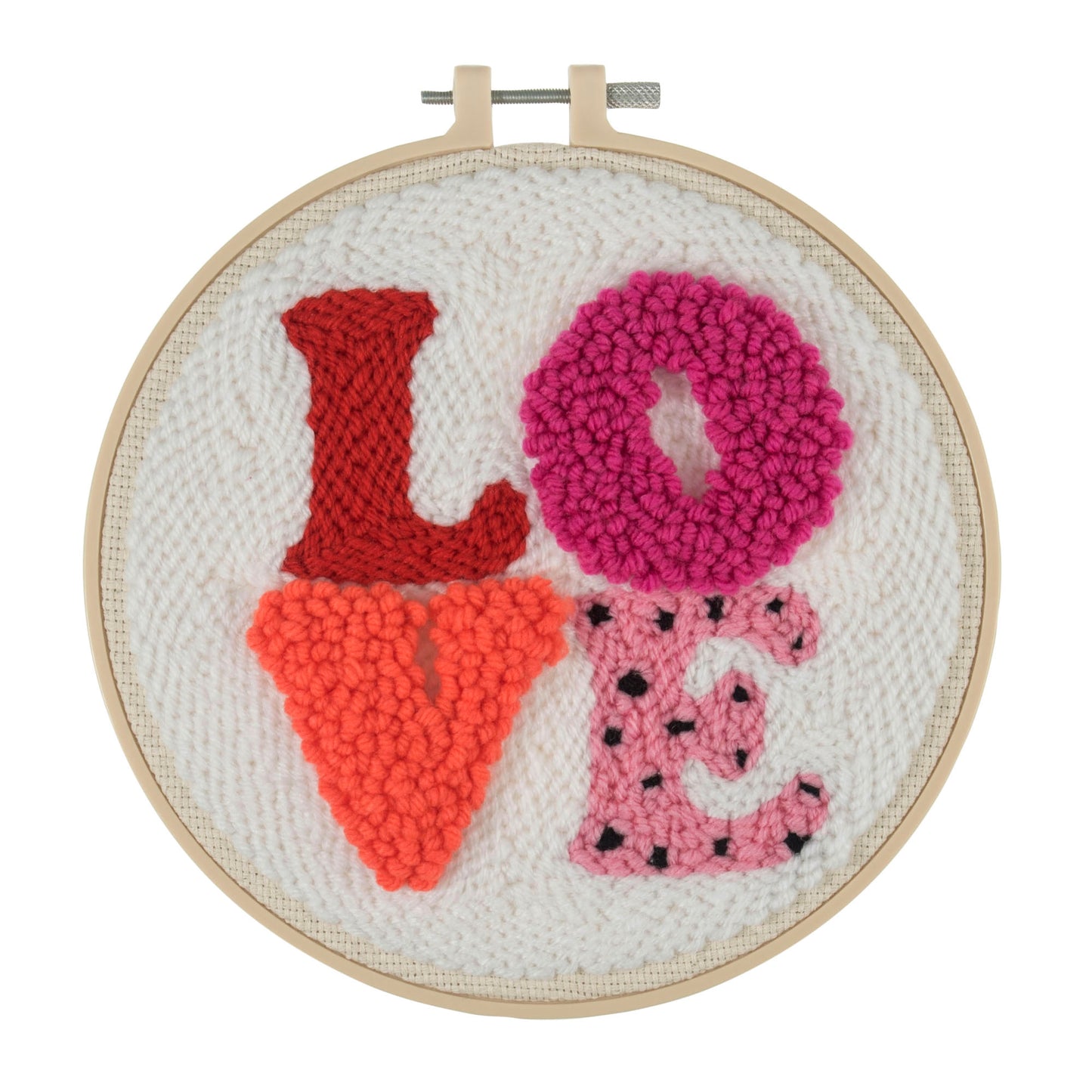 Punch Needle Kit: Yarn and Hoop: Love
