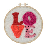 Punch Needle Kit: Yarn and Hoop: Love