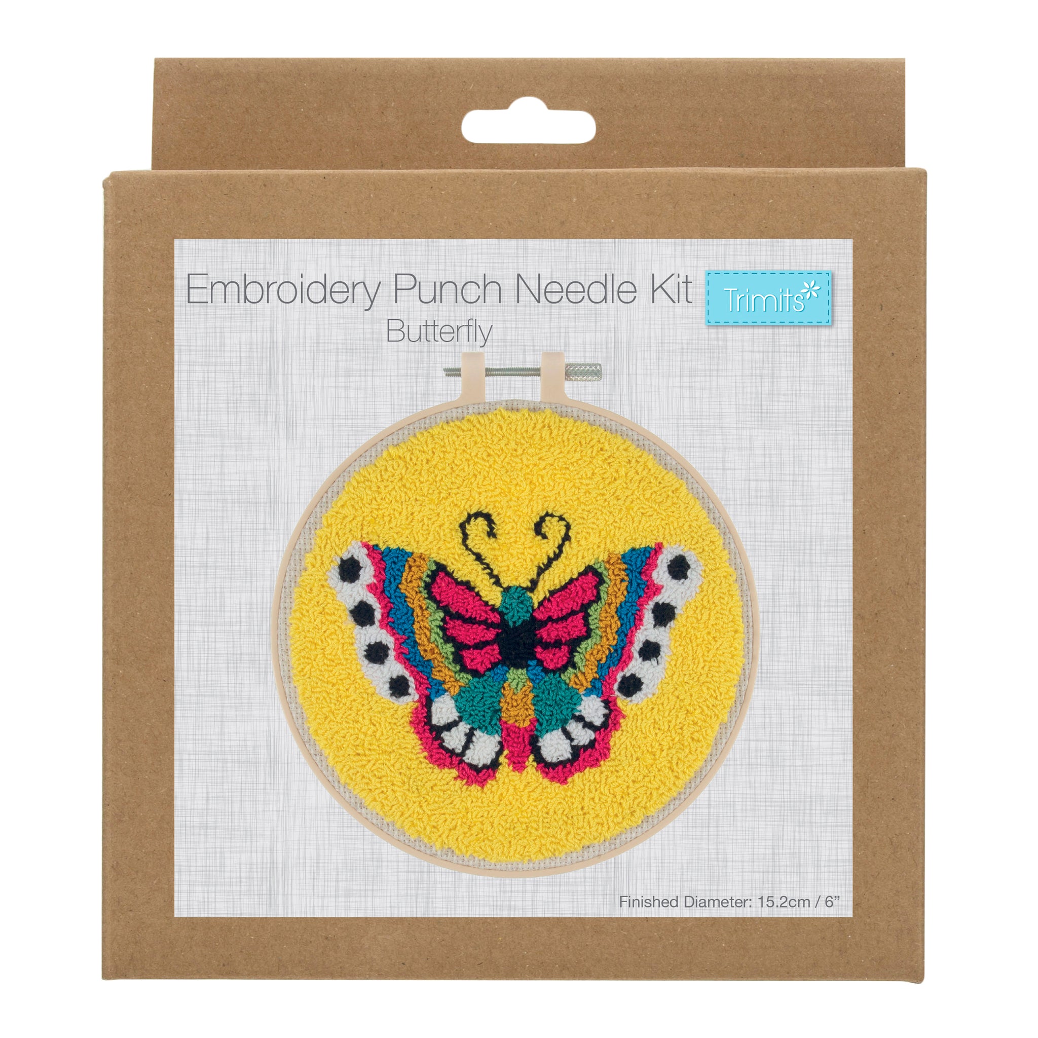 Punch Needle Kit: Floss and Hoop: Butterfly