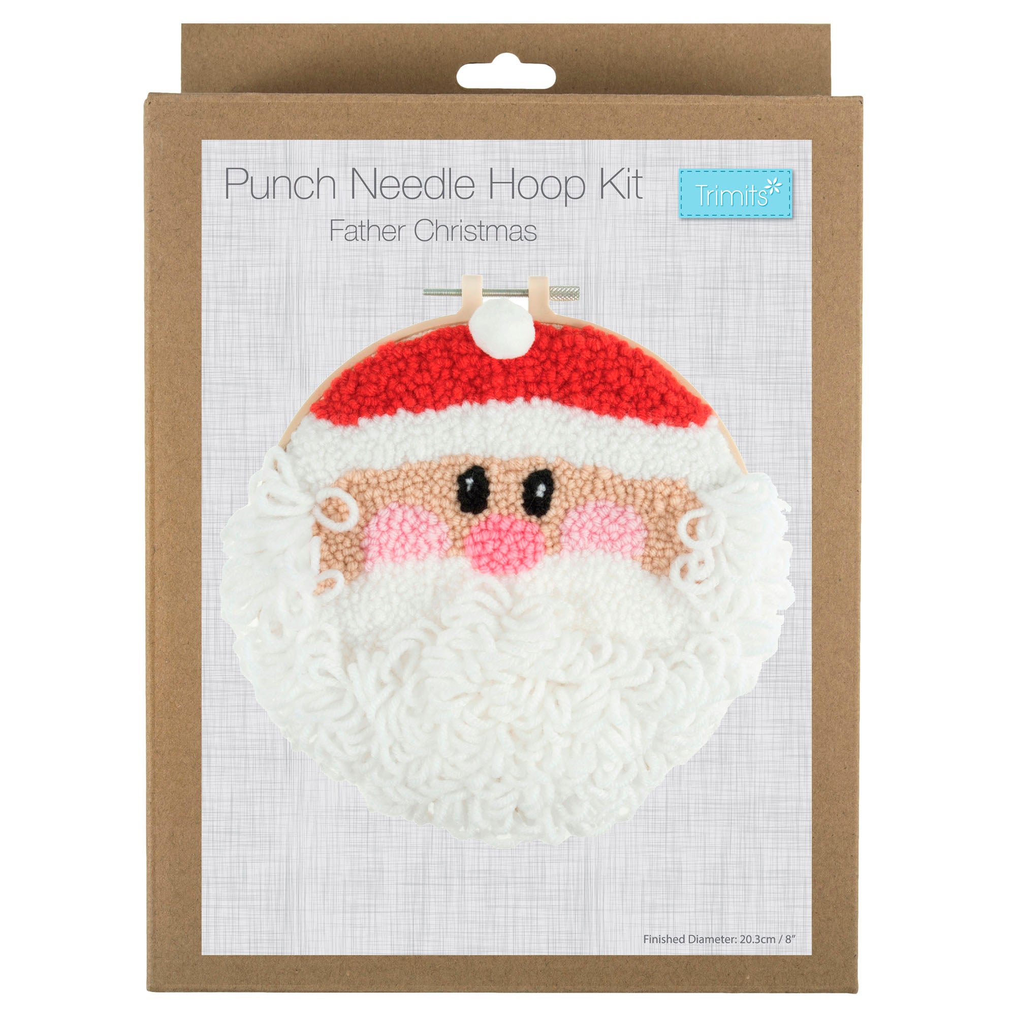 Punch Needle Kit: Yarn and Hoop: Father Christmas
