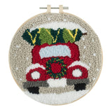 Punch Needle Kit: Yarn and Hoop: Festive Car
