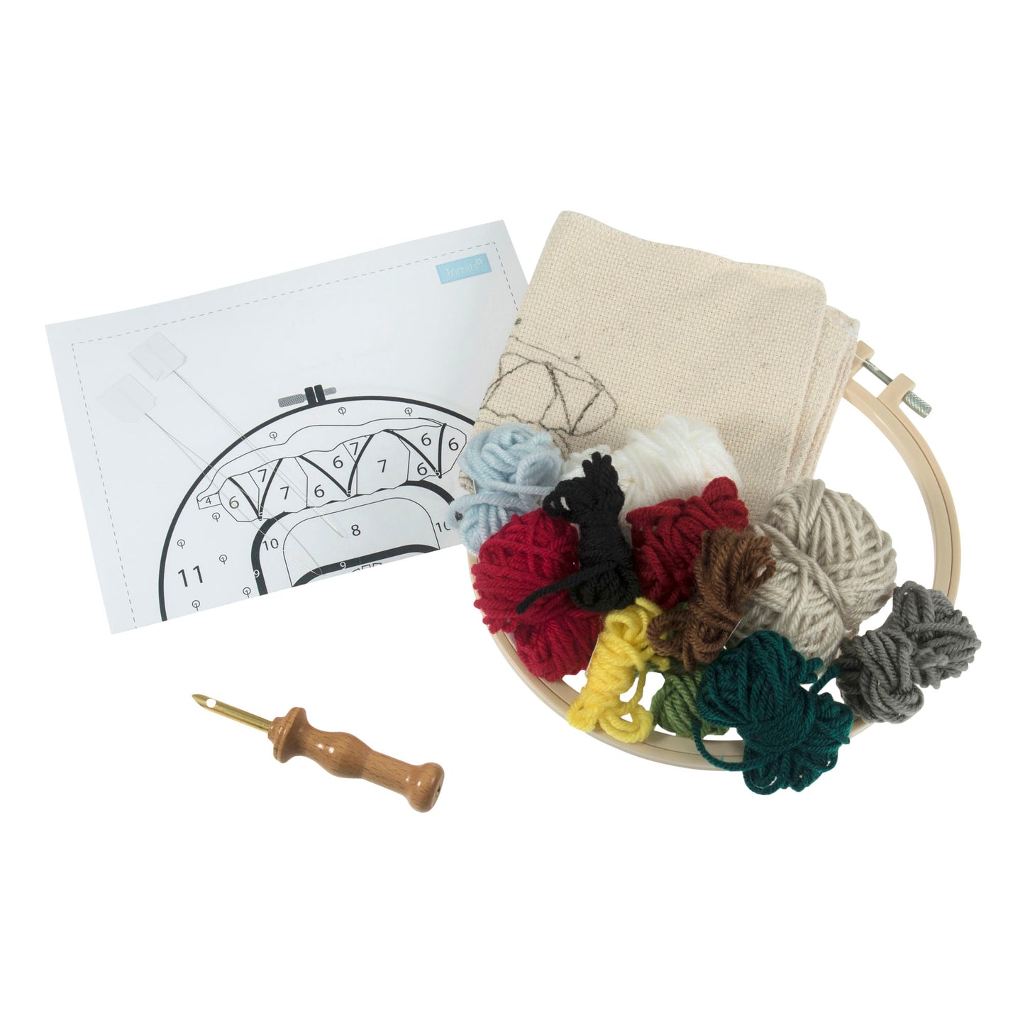 Punch Needle Kit: Yarn and Hoop: Festive Car