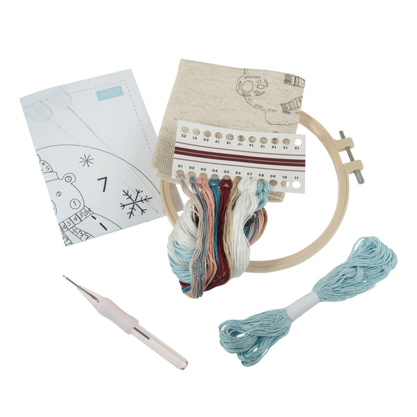 Punch Needle Kit: Floss and Hoop: Polar Bear