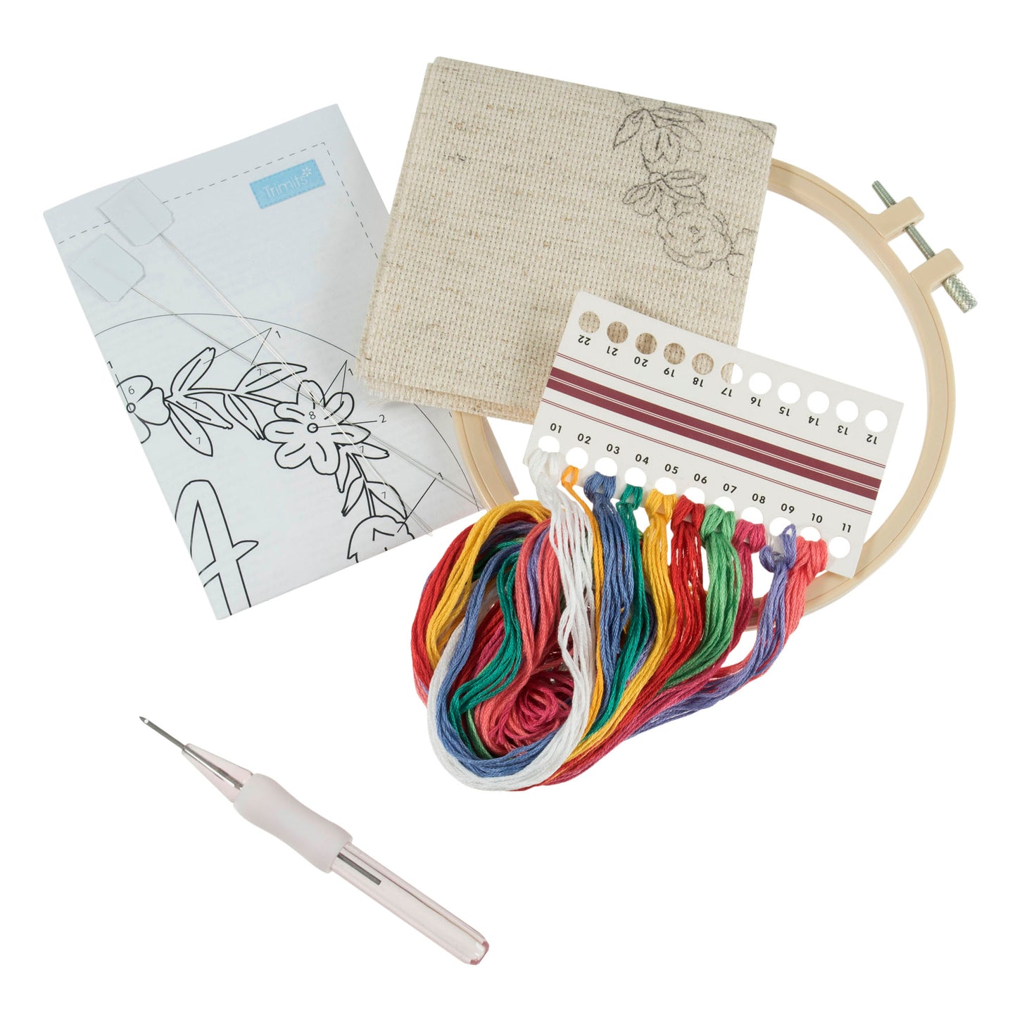 Punch Needle Kit: Floss & Hoop: Floral Monogram