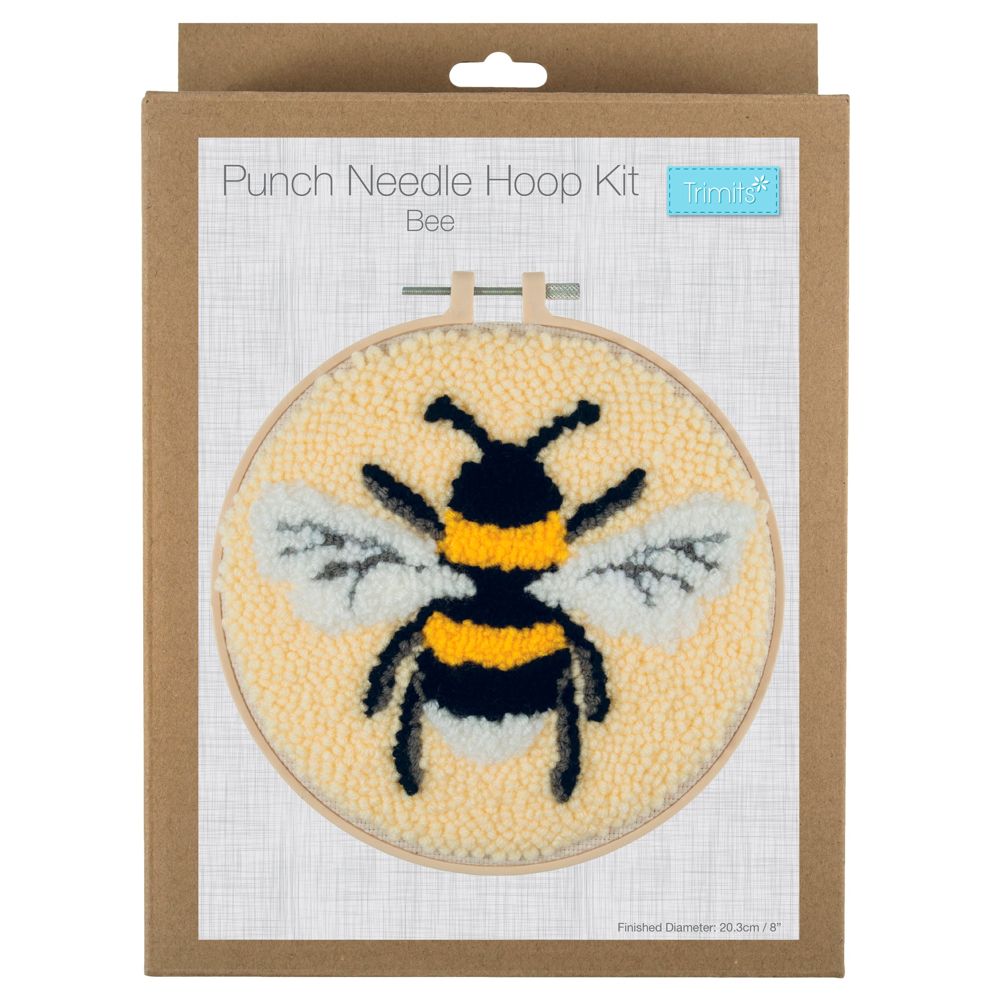 Punch Needle Kit: Yarn and Hoop: Bee