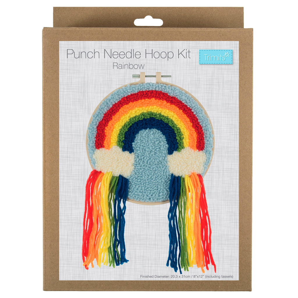 Punch Needle Kit: Yarn and Hoop: Rainbow