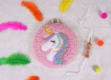 Punch Needle Kit: Yarn and Hoop: Unicorn