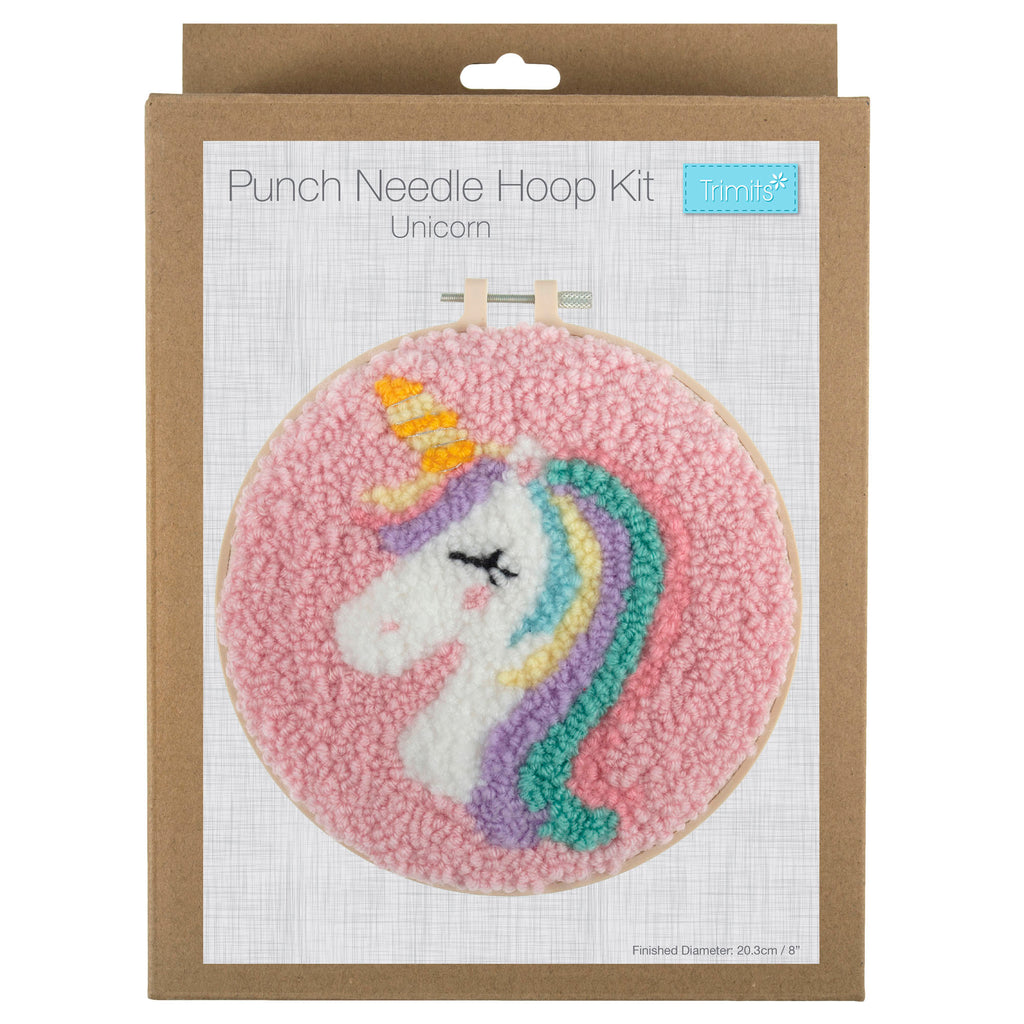 Punch Needle Kit: Yarn and Hoop: Unicorn