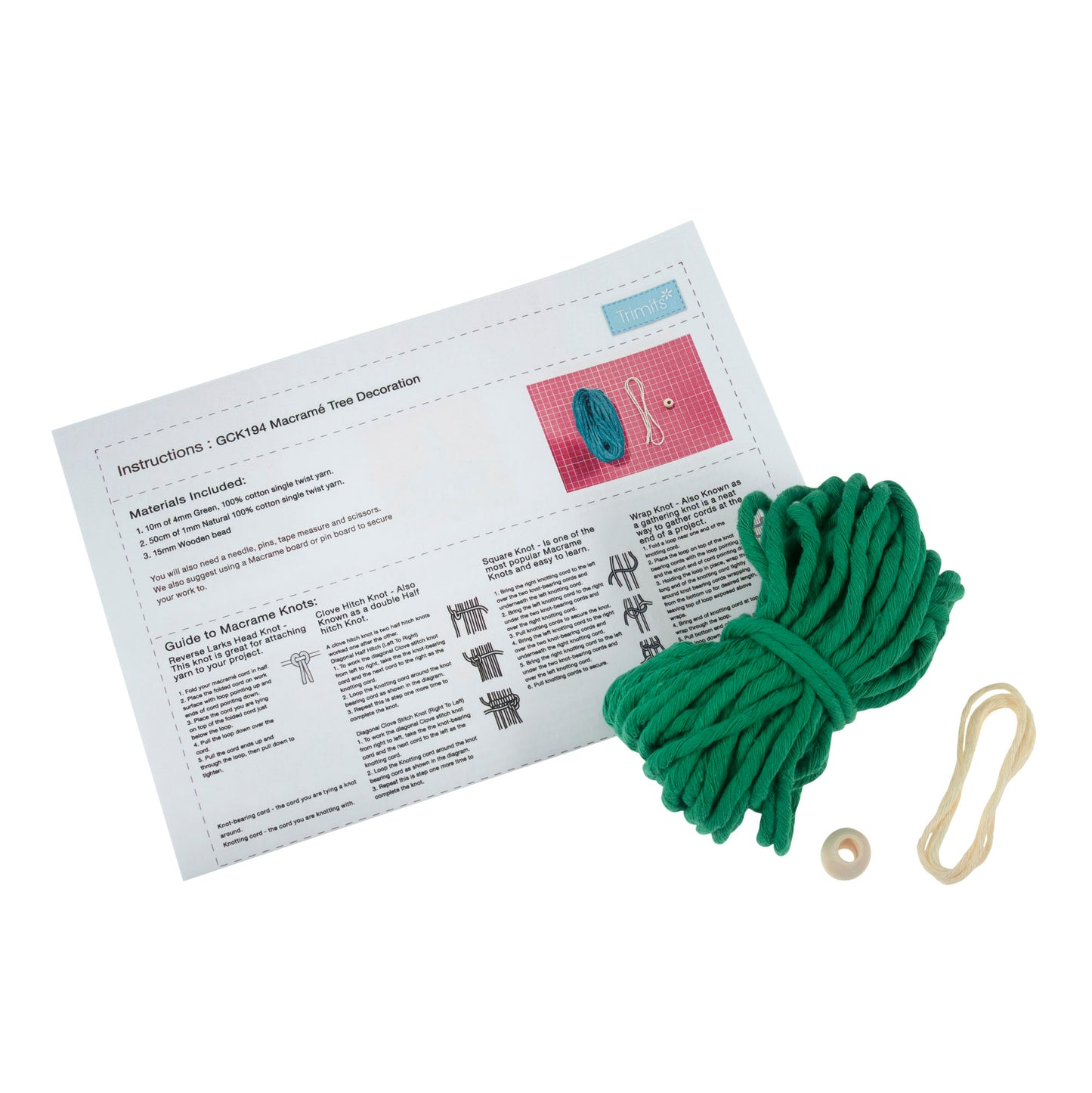 Macrame Kit: Decoration: Tree: Green