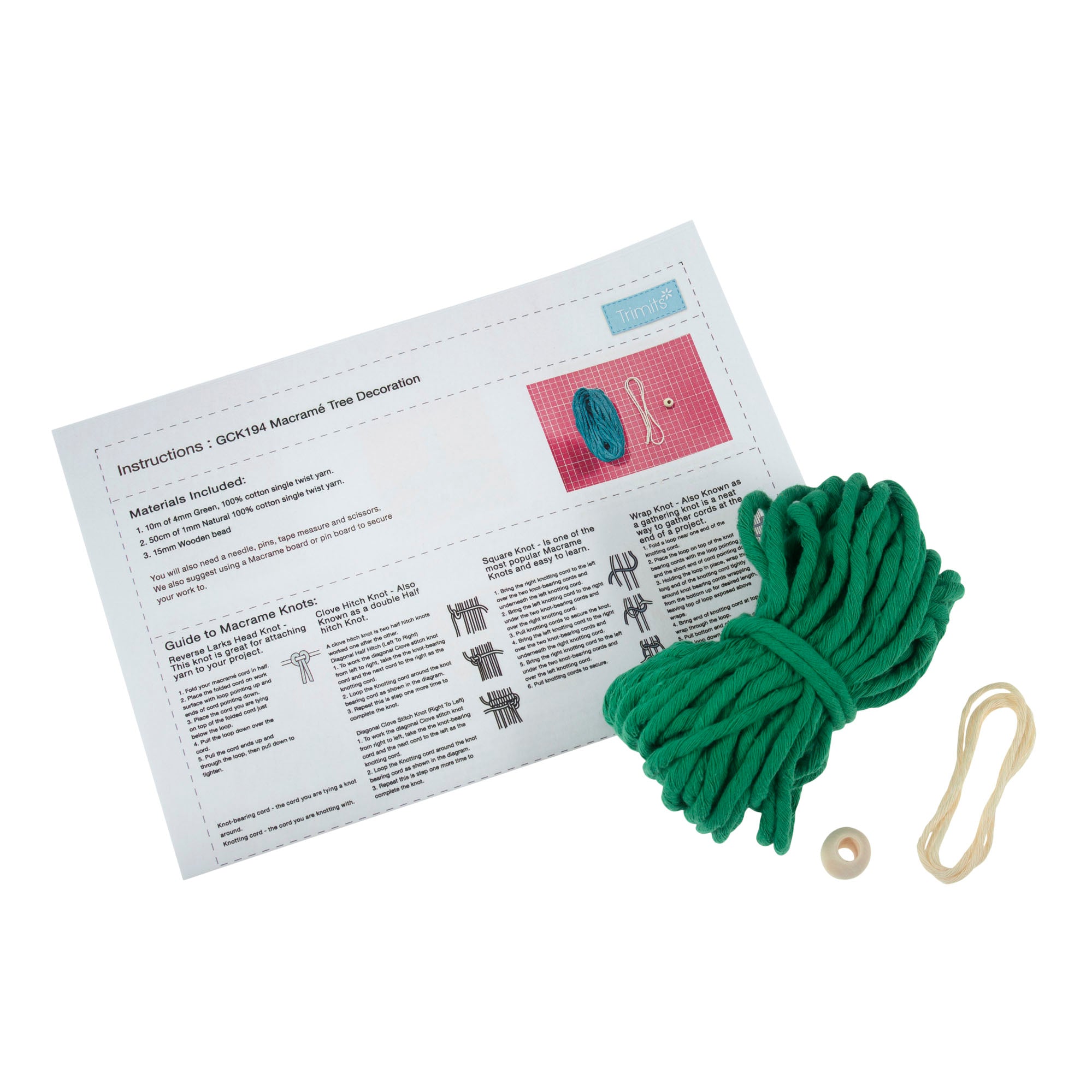 Macrame Kit: Decoration: Tree: Green