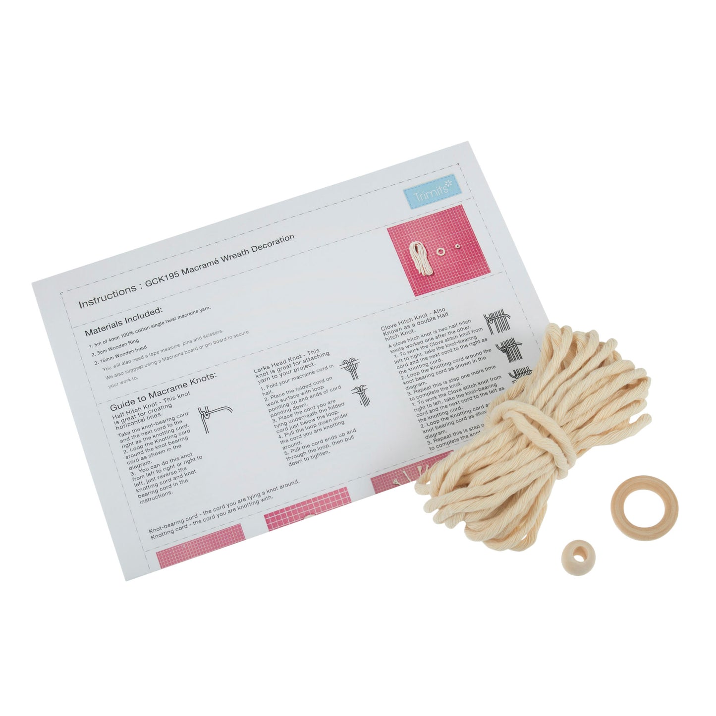 Macrame Kit: Decoration: Wreath: Natural