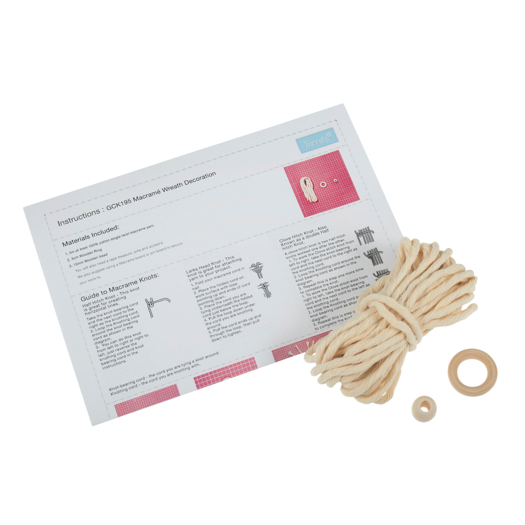 Macrame Kit: Decoration: Wreath: Natural