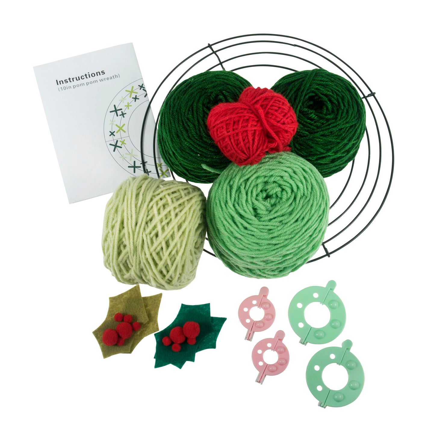 Pom Pom Wreath Kit: Green: Pack of 1