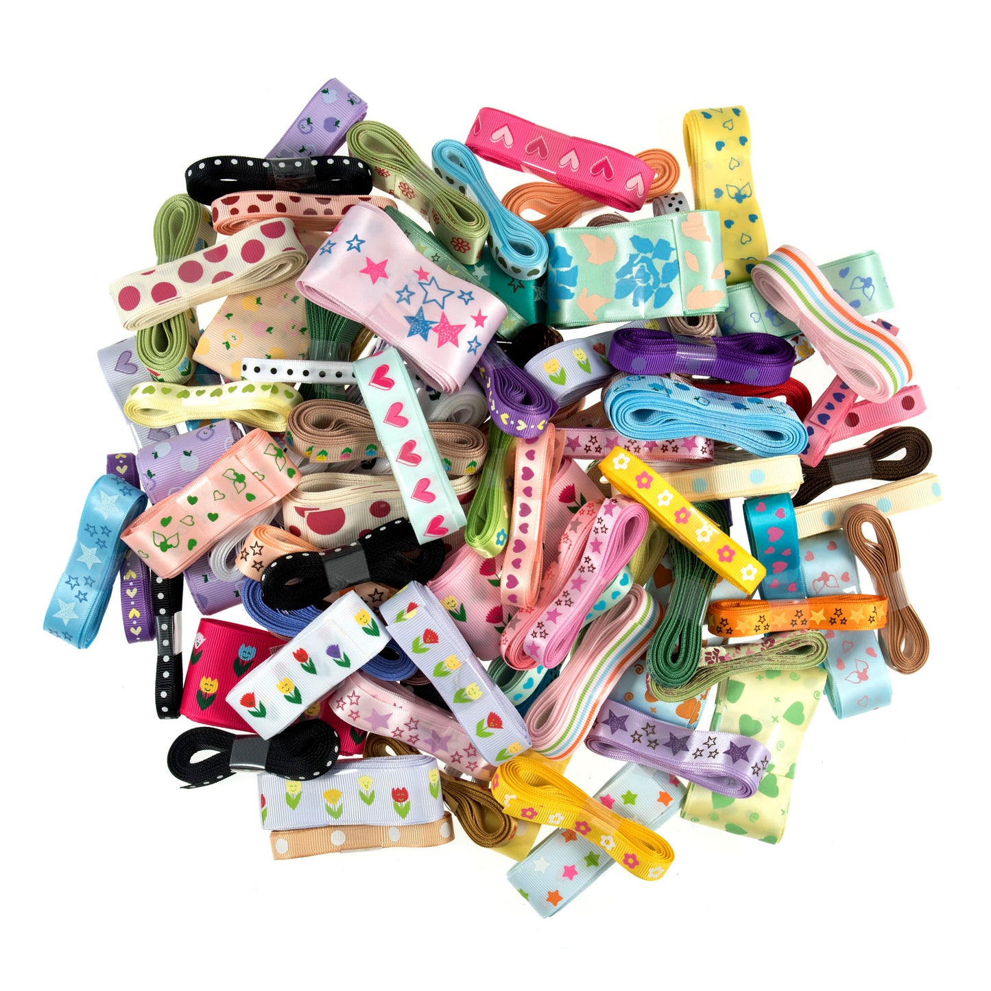 Ribbon Bundles: Includes Printed Satin & Grosgrain: 3m x 6mm-38mm: 100 Pieces