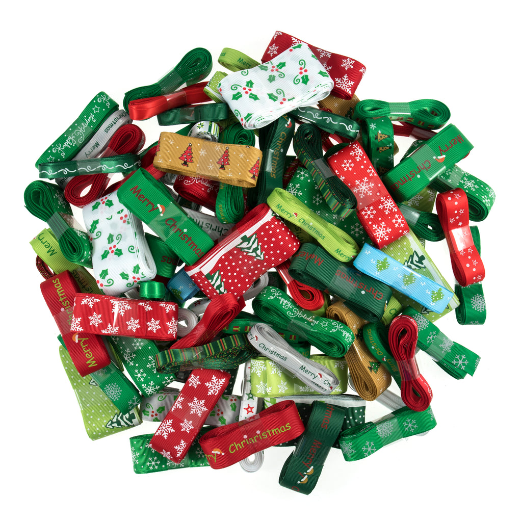 Ribbon Bundles: Including Christmas Prints: 3m x 6mm-38mm: 100 Pieces