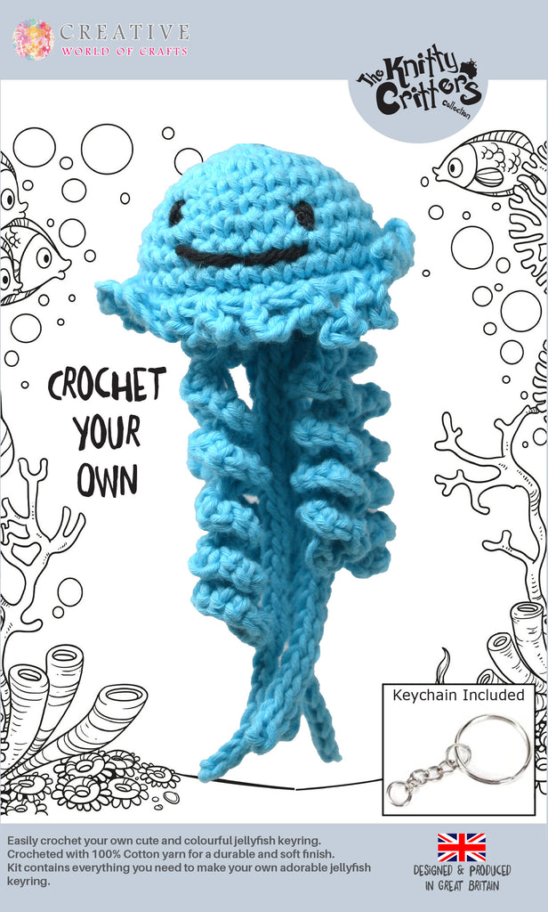 Knitty Critters - Jellyfish Keychain - Blue