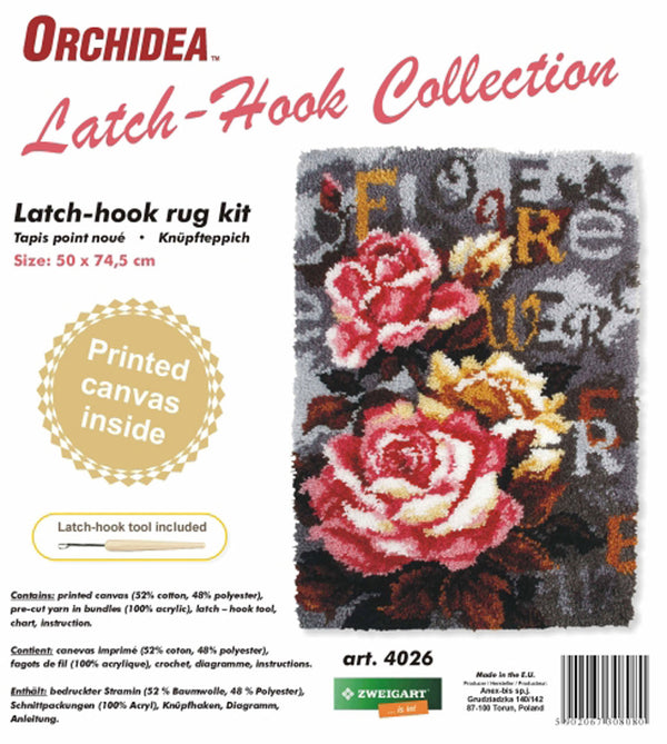 Latch Hook Kit: Rug: Roses