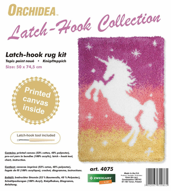 Latch Hook Kit: Rug: Unicorn