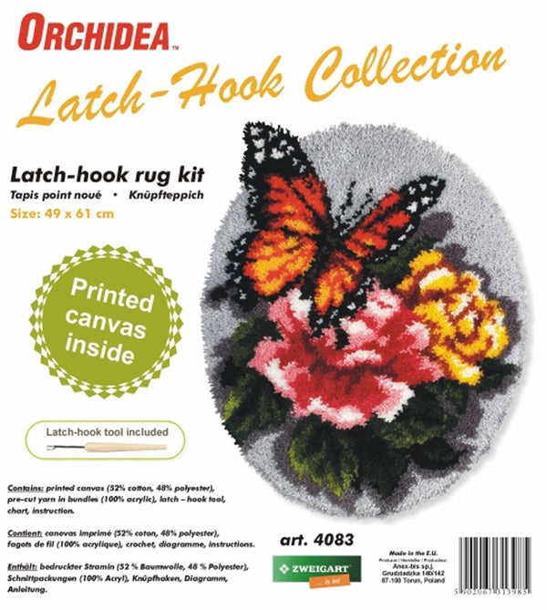 Latch Hook Kit: Rug: Shaped: Floral Butterfly