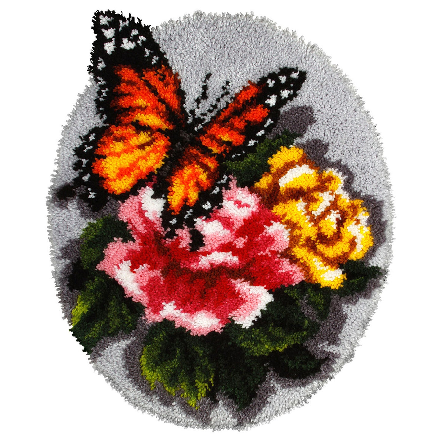 Latch Hook Kit: Rug: Shaped: Floral Butterfly