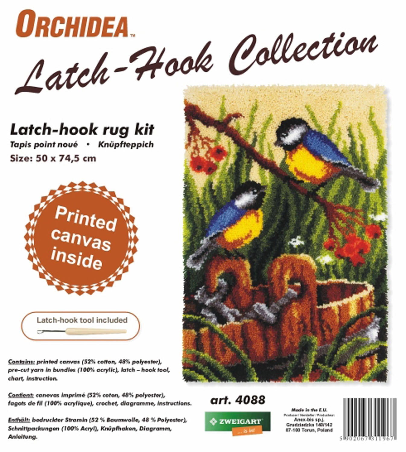 Latch Hook Kit: Rug: Blue Tits