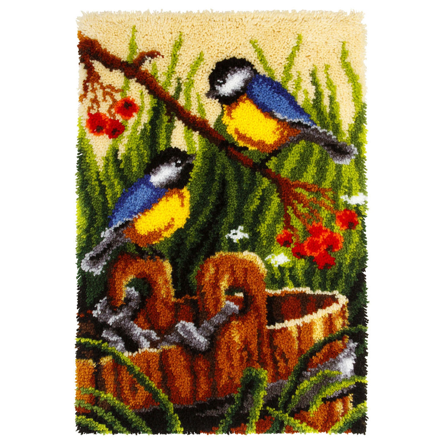 Latch Hook Kit: Rug: Blue Tits