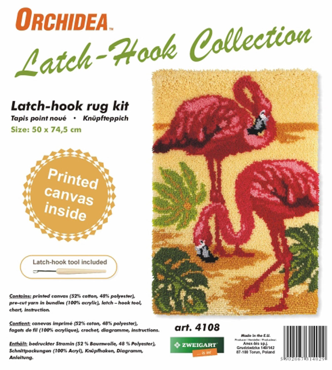 Latch Hook Kit: Rug: Flamingo