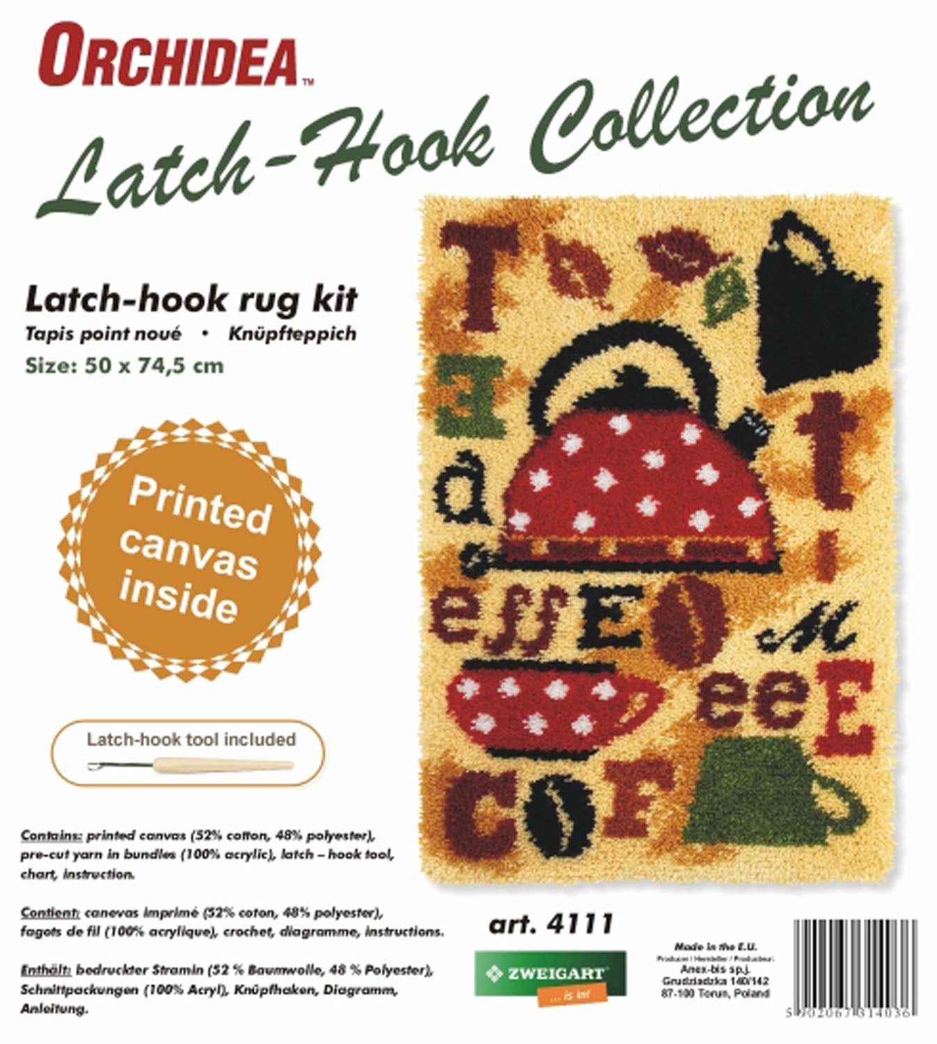 Latch Hook Kit: Rug: Tea & Coffee