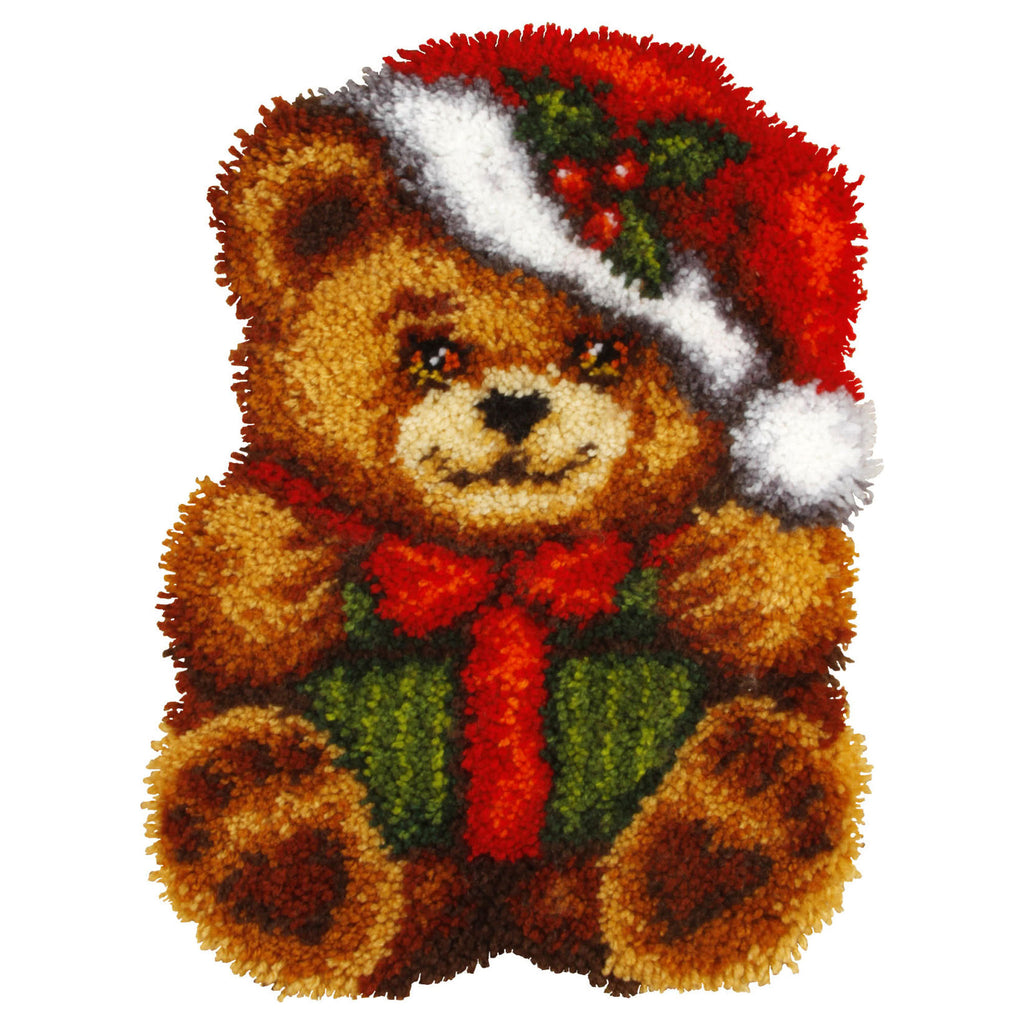 Latch Hook Kit: Cushion: Large: Christmas Bear