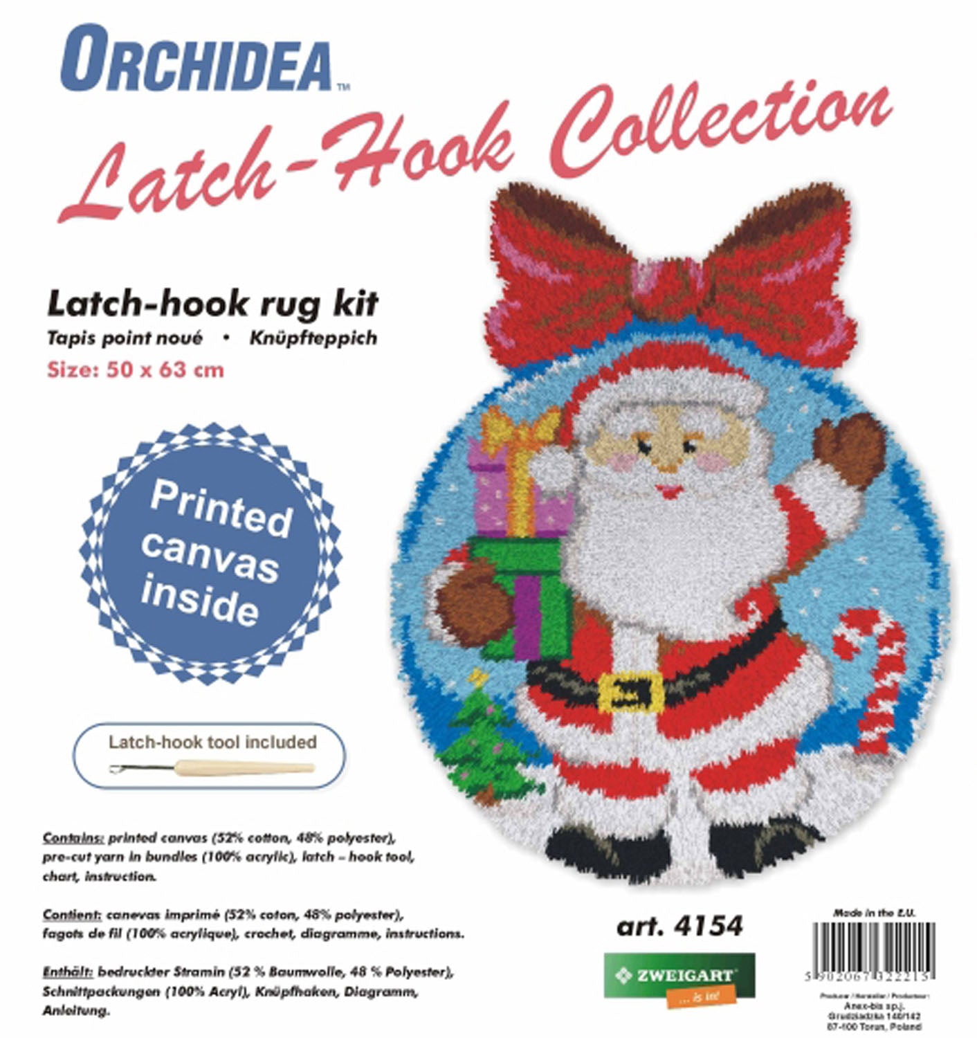 Latch Hook Kit: Rug: St. Claus Bauble