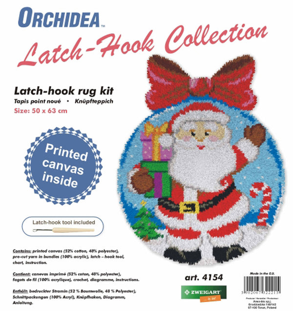 Latch Hook Kit: Rug: St. Claus Bauble