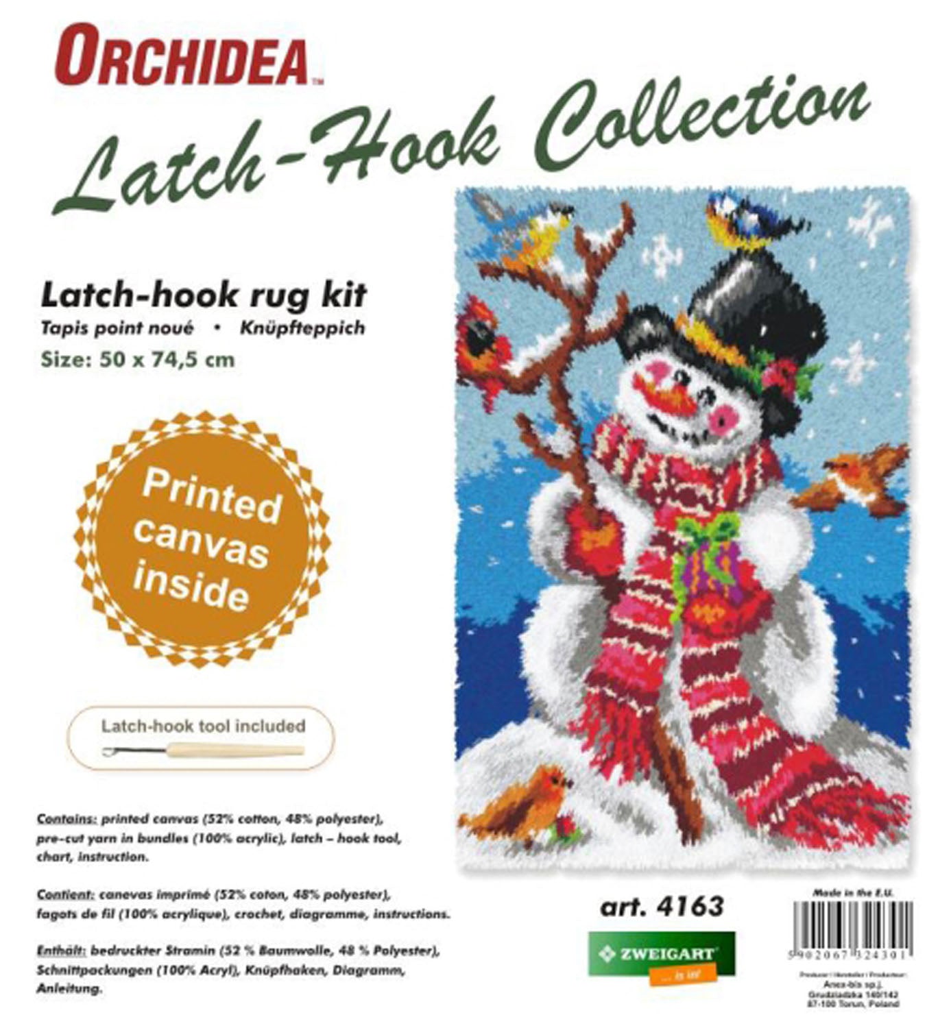 Latch Hook Kit: Rug: Snowman