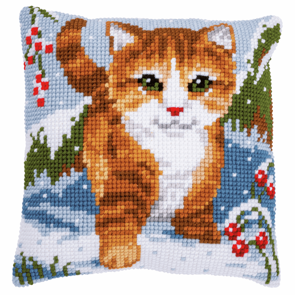 Vervaco Cushion Cross Stitch Kit Cat In The Snow PN-0166625