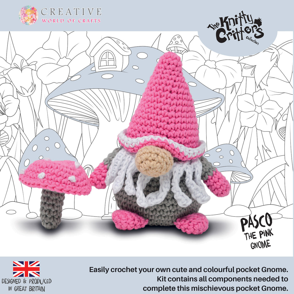 Knitty Critters - Pocket Gnomes - Pascoe The Pink Gnome