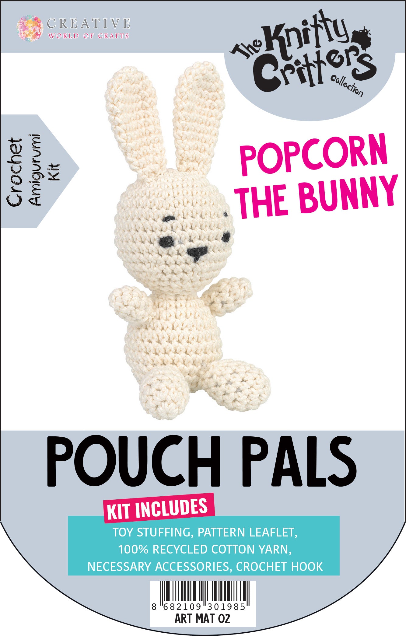 Knitty Critters - Pouch Pals - Popcorn The Bunny
